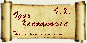 Igor Kecmanović vizit kartica